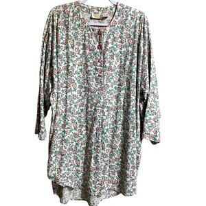 Victoria's Secret Women's Floral Nightgown Size Medium 100% Cotton Button Up